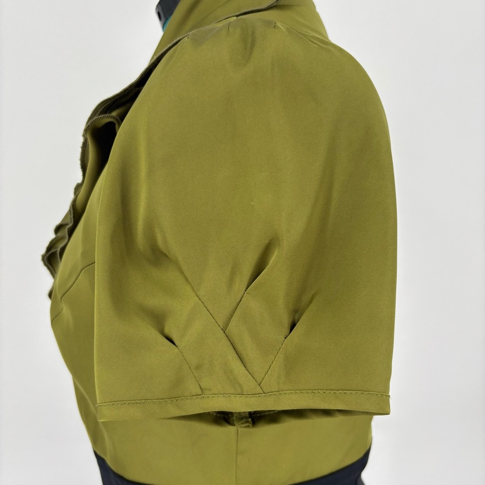 le chateau Chartreuse and Black Short Sleeve Ruffle Neck Wiggle Skirt, Large - Picture 6 of 17